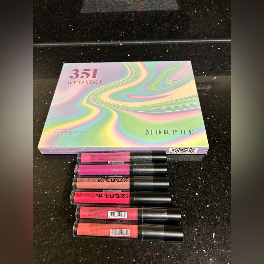 Morphe 351 Eyeshadow Palette 🎨 & Beauty Creations Matte Lipstick 💄 Bundle